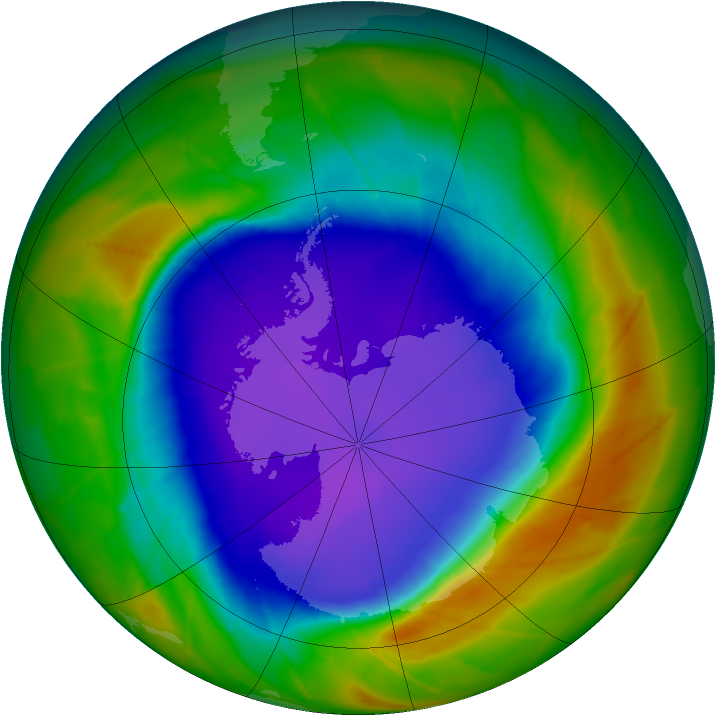 Antarctic ozone map for 29 September 2009
